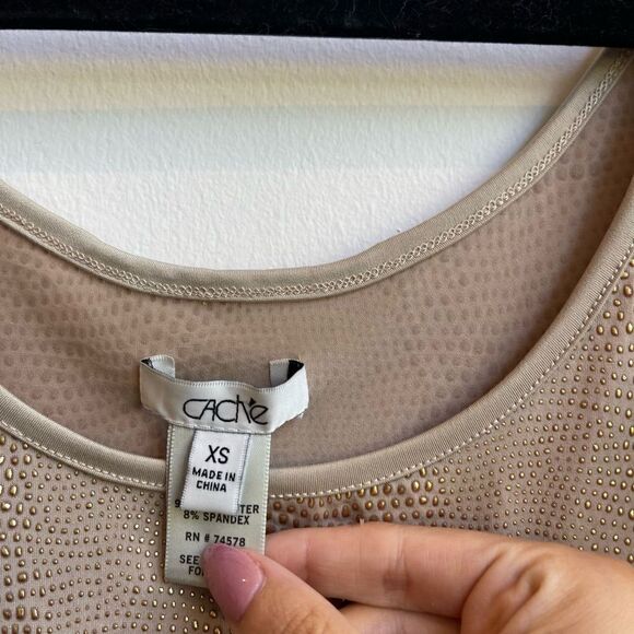 Vintage Cache Y2K Tan/Gold Perforated Tank - XS - Picture 2 of 4